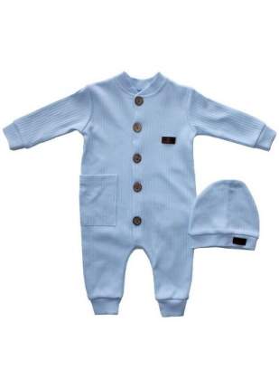 Baby Boy Blue Ribbed Buttoned Beret Romper